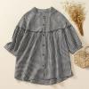 Women's Literary Plaid Shirt Loose and Slim Fashionable and Versatile Thin Doll Shirt Top Work Tops Juniors Black view 2