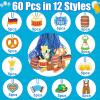 Sasylvia 60 Pcs Oktoberfest Bead Necklaces Bulk German Beer Festival Necklaces Bavarian German Party Necklace Bead Favors Metallic Blue Oktoberfest Necklace for Oktoberfest Party Favors, 12 Styles view 4