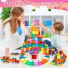 Lotmey 132PCS Magnetic Tiles with 2 Cars Deluxe Set, 3D Magnetic Building Blocks, Preschool Magnetic STEM Toys Sensory Educational Toys for Toddlers Kids 3 4 5 6 7 8-12, Gift for Boys Girls view 2