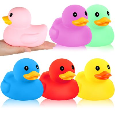 Deekin 6 Pcs 5 Inch Multicolor Large Rubber Duck Assortment Toy Duckies Bulk Gaint Squeak Rubber Duckies for Kid Baby Bath Shower Pool Classroom Summer Beach Activity