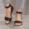 ZBYY Women's Wedge Sandals Summer Comfort Espadrille Wedge Platform Buckle Ankle Strap Open Toe Sandals Dress Shoes view 3