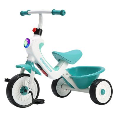 Tricycles Age 2 to 6 Years,Trike Training with Adjustable Handlebars,Music Button, Lights,Storage Basket,Bike Non-Slip Tires,Suitable for Indoor & Outdoor Use,Gifts for Girls and Boys (Green)