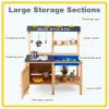 HONEY JOY Mud Kitchen, Fir Wooden Mud Table Play Kitchen for Toddlers, Removable Sink, Planting Pots, Utensils, Kids Outdoor Kitchen Playset, Mud Kitchen for Kids Outdoor, Gift for Boys Girls view 3