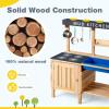 HONEY JOY Mud Kitchen, Fir Wooden Mud Table Play Kitchen for Toddlers, Removable Sink, Planting Pots, Utensils, Kids Outdoor Kitchen Playset, Mud Kitchen for Kids Outdoor, Gift for Boys Girls view 4