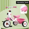 Tricycles Age 2 to 6 Years,Trike Training with Adjustable Handlebars,Music Button, Lights,Storage Basket,Bike Non-Slip Tires,Suitable for Indoor & Outdoor Use,Gifts for Girls and Boys (Pink) view 2