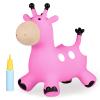 INPANY Giraffe Pink Bouncy Horse Hopper - Toddler Hopping Toys, Inflatable Animal Hopper, Jumping Horse, Outdoor Indoor Ride on Rubber Bouncer, Birthday Gift for 2 3 4 Year Old Boy Girl view 1