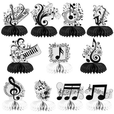 11pcs Music Decorations, 11 Styles Music Honeycomb Centerpieces Retro Musical Notes Party Table Decorations Music Party Centerpieces Party Decorations for Birthday Party Supplies