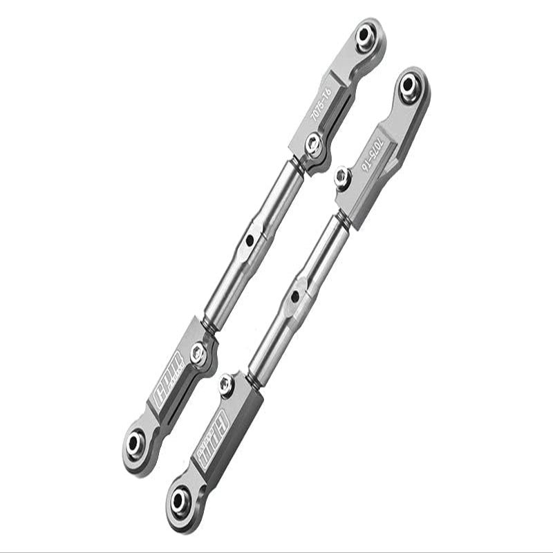 Aluminum 7075-T6+Stainless Steel Adjustable Front Steering Tie Rod for Traxxas 1/8 4WD Sledge Monster Truck 95076-4 - Silver