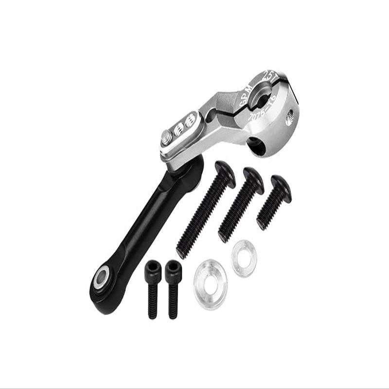 Aluminum 7075-T6 Tie Rod + 25T Servo Horn (Silver Inlay Version) for Traxxas 1/8 4WD Sledge Monster Truck 95076-4 - 9Pc Set Silver