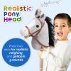 HollyHOME Stick Horse Plush Handcrafted Hobby Horse on a Stick with Wood Wheels Real Pony Neighing and Galloping Sounds for Kids Toddlers Grey 36 Inches(AA Batteries Required) view 2