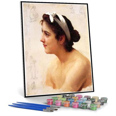 DIY Oil Painting Kit,Study of A Woman for Offering to Love Painting By William-Adolphe Bouguereau DIY Oil Painting Paint By Number Kits