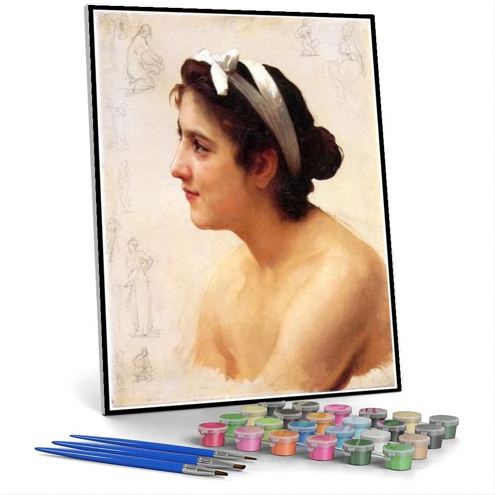 DIY Oil Painting Kit,Study of A Woman for Offering to Love Painting By William-Adolphe Bouguereau DIY Oil Painting Paint By Number Kits