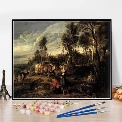 Paint by Numbers Kits for Adults and Kids Farm at Laken Painting by Peter Paul Rubens Arts Craft for Home Wall Decor