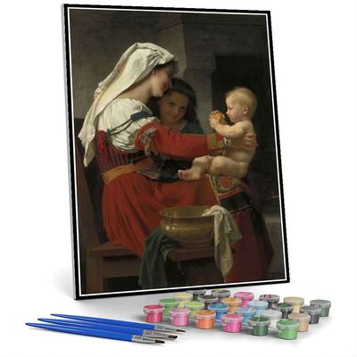 DIY Oil Painting Kit,Maternal Admiration The Bath Painting by William-Adolphe Bouguereau Arts Craft for Home Wall Decor