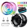 MAGICYOYO Reponsive Yoyos for Kids Beginners, Pro Yoyo 2 Pack Aluminum Yo yo V3 + Plastic Yo-yo K2 Crystal, Dual Yo-yos with 12 Yoyo Strings, Case Bag, Yo-Yo Accessory Kit (V3 Black + K2 Gradient) view 1