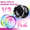 MAGICYOYO Reponsive Yoyos for Kids Beginners, Pro Yoyo 2 Pack Aluminum Yo yo V3 + Plastic Yo-yo K2 Crystal, Dual Yo-yos with 12 Yoyo Strings, Case Bag, Yo-Yo Accessory Kit (V3 Black + K2 Gradient) view 2