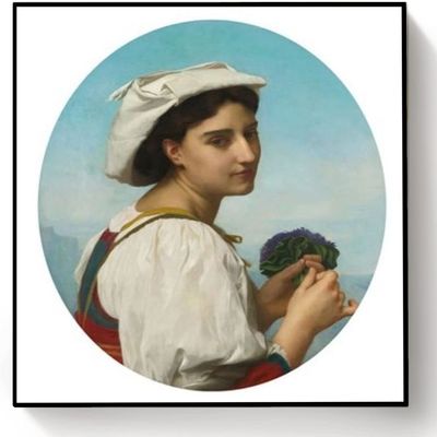 DIY Oil Painting Kit,Le Bouquet De Violettes Painting by William-Adolphe Bouguereau DIY Oil Painting Paint by Number Kits