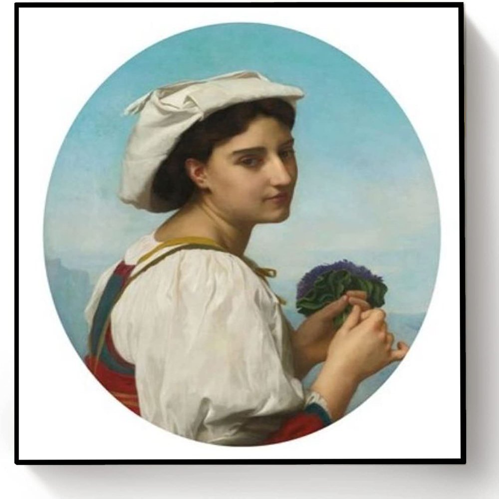 DIY Oil Painting Kit,Le Bouquet De Violettes Painting by William-Adolphe Bouguereau DIY Oil Painting Paint by Number Kits