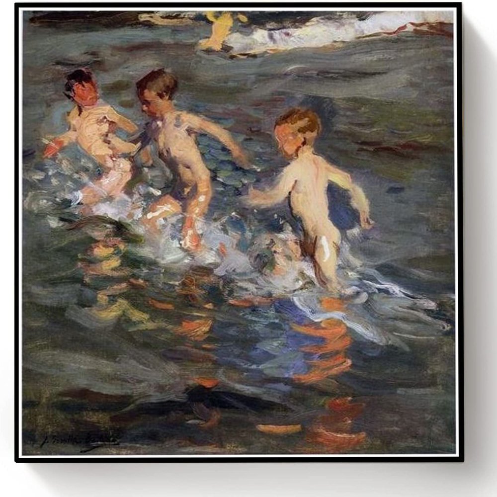 DIY Oil Painting Kit,Children at The Beach Painting by Joaquin Sorolla Paint by Numbers Kit for Kids and Adults