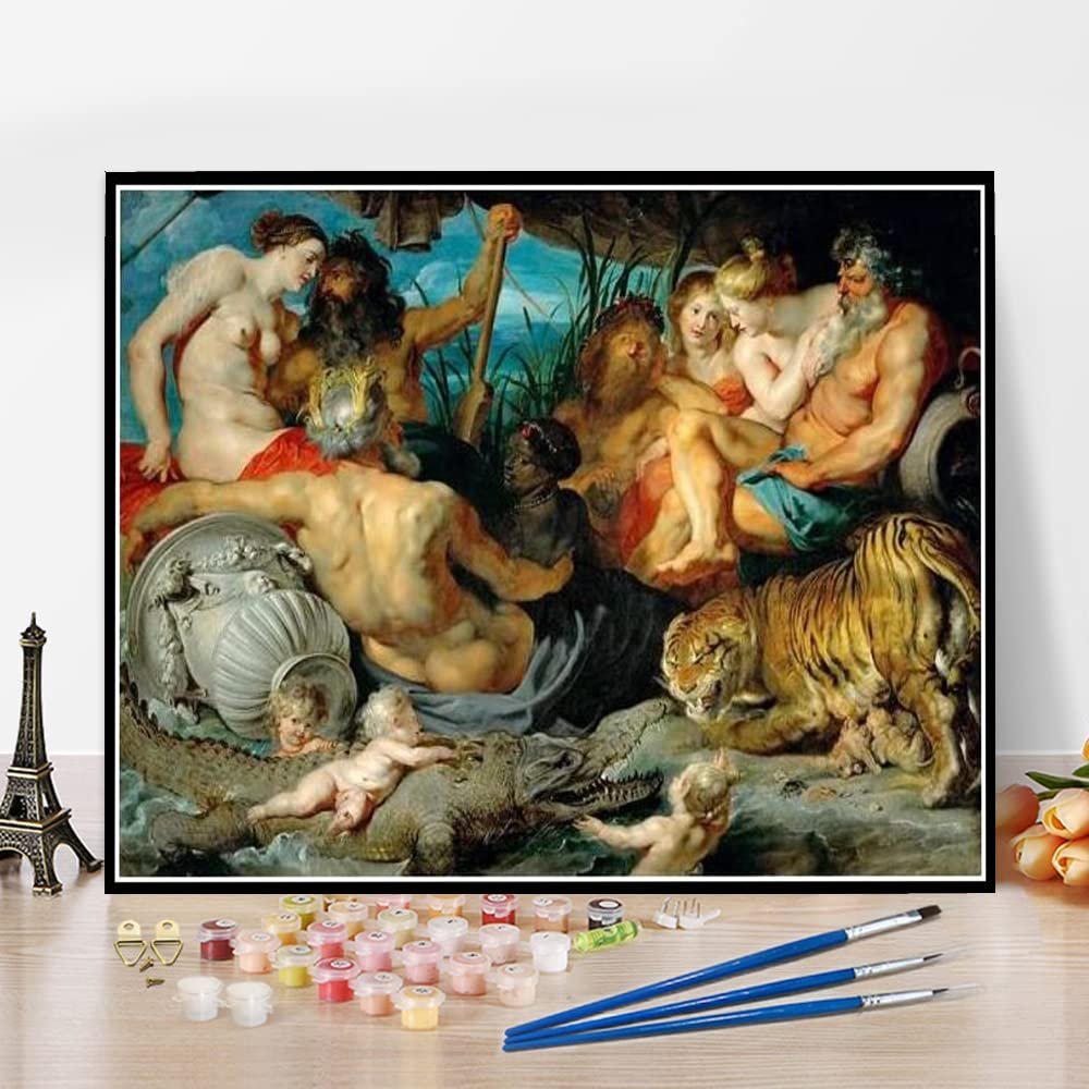 DIY Oil Painting Kit,The Four Continents Painting by Peter Paul Rubens DIY Oil Painting Paint by Number Kits