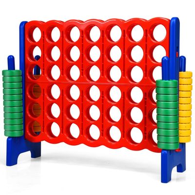 KOTEK Giant 4-in-a-Row Game, 3.5 Feet Tall Jumbo 4-to-Score Family Fun Game with Quick-Release Sliders & 42 Large Rings, Oversized Connect Plastic Yard Game Outdoor for Kids & Adults (Blue+Red)