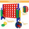 KOTEK Giant 4-in-a-Row Game, 3.5 Feet Tall Jumbo 4-to-Score Family Fun Game with Quick-Release Sliders & 42 Large Rings, Oversized Connect Plastic Yard Game Outdoor for Kids & Adults (Blue+Red) view 3