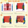 KOTEK Giant 4-in-a-Row Game, 3.5 Feet Tall Jumbo 4-to-Score Family Fun Game with Quick-Release Sliders & 42 Large Rings, Oversized Connect Plastic Yard Game Outdoor for Kids & Adults (Blue+Red) view 4