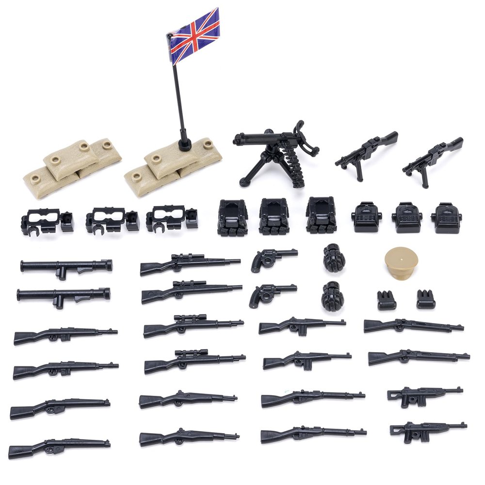 VICVIK Weapons Pack Military Weapons Accessories WWII Soldier Model Toys Military Equipment Battle Blocks Bricks Children's Toys, Compatible with Mini Figure Brick Toy for Boys Age 3