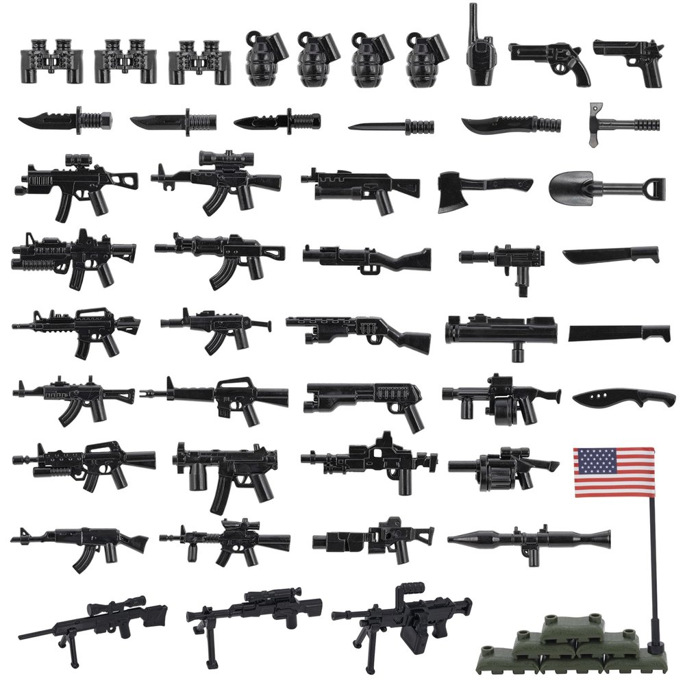 VICVIK Weapons Pack Military Weapons Accessories WWII Soldier Model Toys Military Equipment Battle Blocks Bricks Children's Toys, Compatible with Mini Figure Brick Toy for Boys Age 3