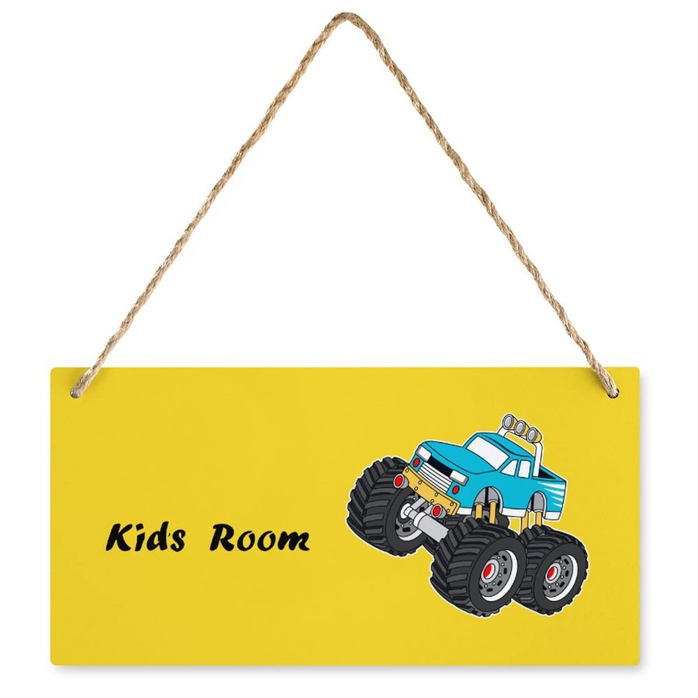 SUQINFA Custom Cartoon Car Kids Room Sign Personalized Kid's Name Door Sign Wall Plates Customized Wood Plaque Sign Wall Decor for Baby Nursery Boy Girl Bedroom
