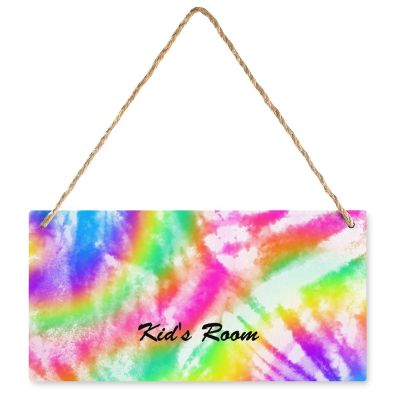 SUQINFA Custom Rainbow Tie Dye Kids Room Sign Personalized Kid's Name Door Sign Wall Plates Customized Wood Plaque Sign Wall Decor for Baby Nursery Boy Girl Bedroom