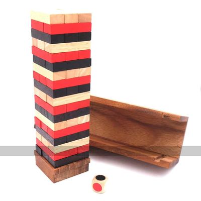 Rombol Tri-Colored Wobble Tower in Wooden Storage Box with Dice