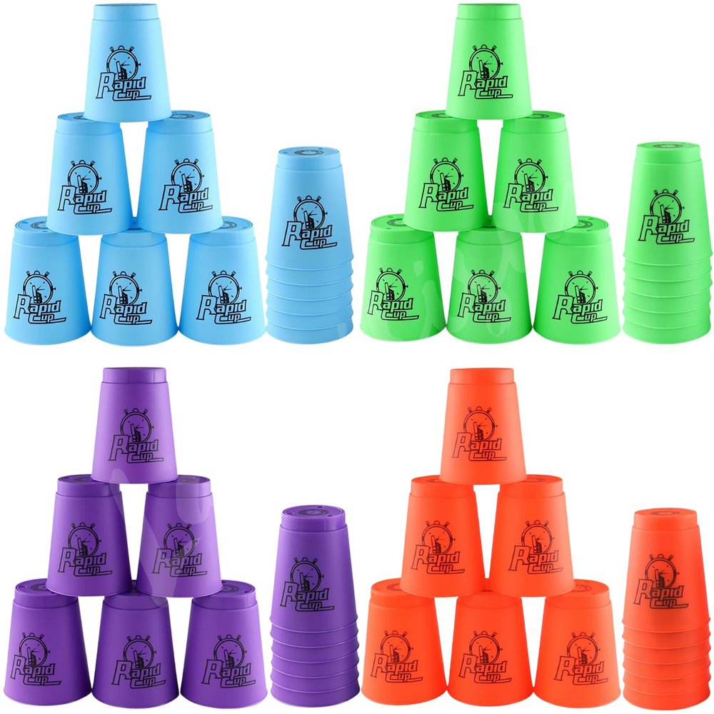 Lancisism 48Pcs Quick Stacking Cups Set, BPA-Free Material Sports Training Stacking Cup Game, Classic Family Game for Teens Adults Idea (12 Blue & 12 Green & 12 Purple & 12 Red)