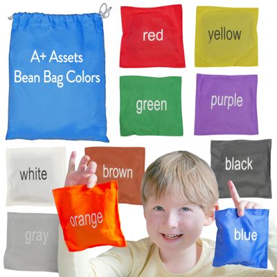 A+ Assets Bean Bags for Kids Colorful Bean Bags for Learning Colors - 10 Pack - Educational Toy for Toddlers and Preschool