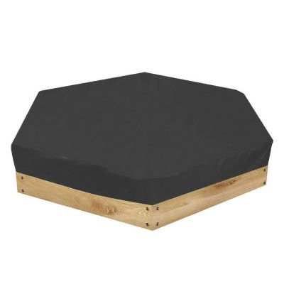 Sandbox Cover, Hexagon Sandpit Sand Toys Cover Pool Cover with Drawstring, Cover Only (Black)
