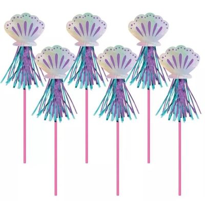 amscan Shimmering Mermaid Party Wands - 17.9" | Multi-color | Pack of 8
