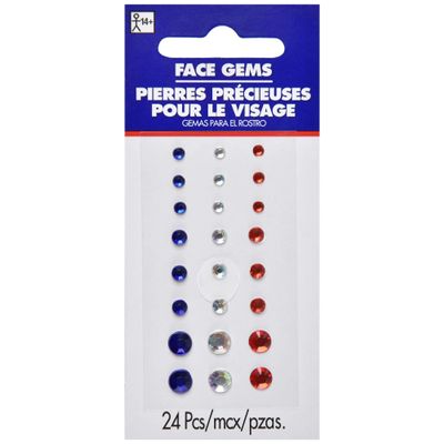 amscan Patriotic Glamour Dazzling Face Gems - 4.5" x 2" | Assorted Color | 1 Pc.