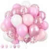 Biapian Pink & White Metallic Chrome Confetti Latex Balloons - 12 Inch Ribbon Party Balloons Set for Girls' Birthday Princess Parties view 1