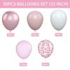 Biapian Pink & White Metallic Chrome Confetti Latex Balloons - 12 Inch Ribbon Party Balloons Set for Girls' Birthday Princess Parties view 2