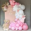 Biapian Pink & White Metallic Chrome Confetti Latex Balloons - 12 Inch Ribbon Party Balloons Set for Girls' Birthday Princess Parties view 3