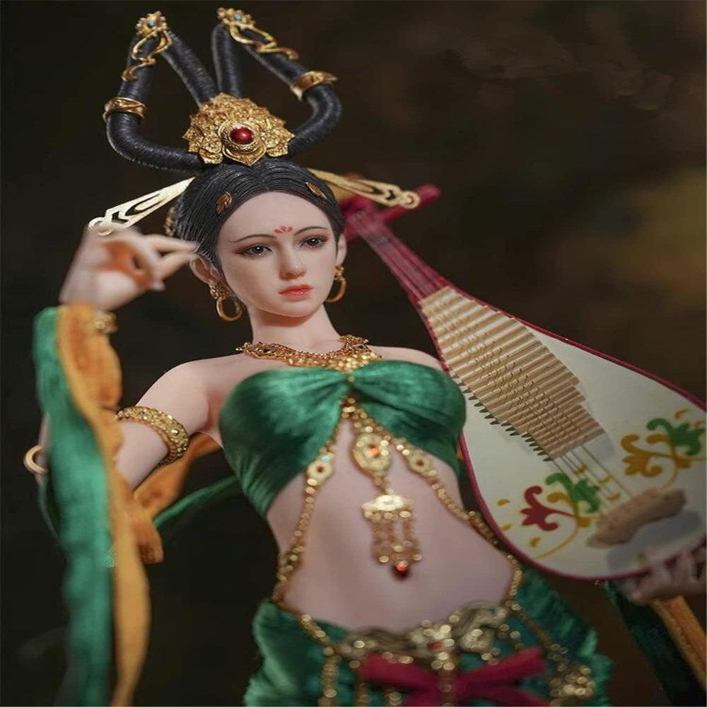 1/6 Scale Female Action Figure,12inch Flexible Chinese Ancient Beauty Music Girl Dunhuang Goddess Action Figure Collectible (Red)