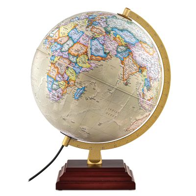 Waypoint Geographic Atlantic Plus Illuminated Globe, 12" Antique Ocean-Style, Up-to-Date Reference For Home and Office Decor, 17 H x 13.5 W x 12 D