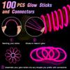 115 PCS Glow in the Dark Party Supplies,100PCS 8 Pink Glow Sticks Necklaces Bracelets with Connectors,15Pack Pink LED Glasses,LED Light Up Toy Neon Party Favors for NewYear,Valentines Day,Wedding view 2