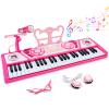 Toys for 3+ Year Old Girls Gift: 49 Keys Kids Piano Keyboard Multifunctional Educational Musical Instrument Toy with Microphone, Earphone, Dual Speakers, Birthday and Xmas Gifts for 3+ Girls Toys view 1