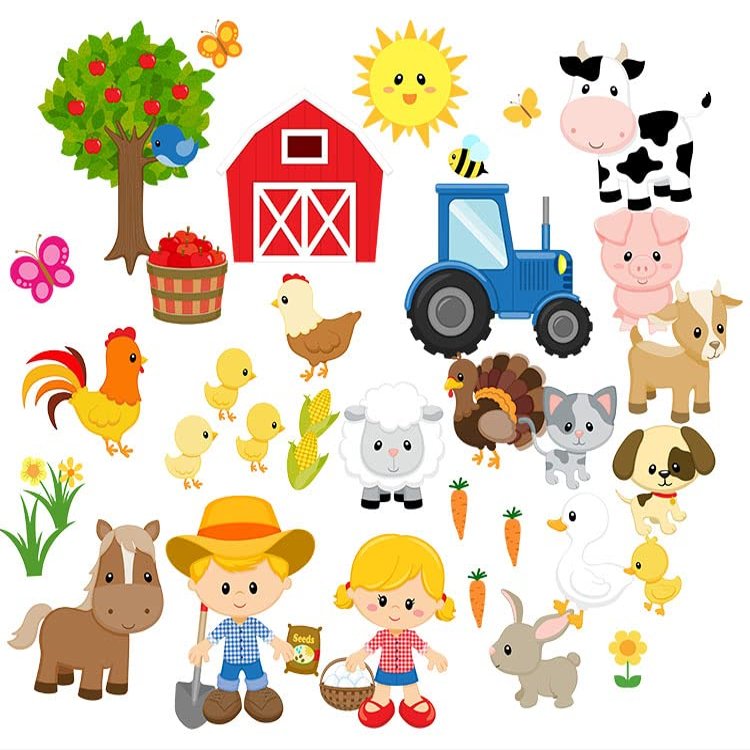 Story Time Felts 37 Piece Farm Animals Felt Figures for Flannel Board Set Small (Blonde Hair)
