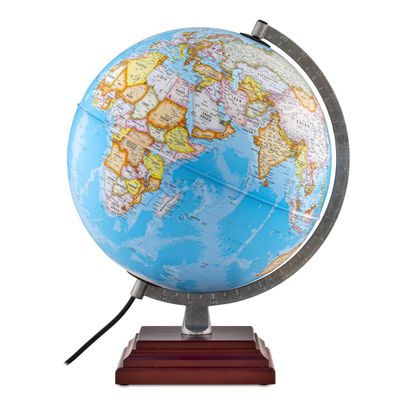 Waypoint Geographic Odyssey Plus Illuminated Globe, 12" Blue Ocean-Style World Globe, Up-to-Date, Light-Up, for Home and Office Decor, 17.5 H x 13.5 W x 12 D