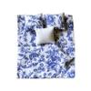 1:12 Scale Dollhouse Bedding Set for 6-Inch Dolls, 5-Piece Comforter, Pillows & Blanket, Realistic Mini Bedroom Accessories, Blue Floral & White Design view 1