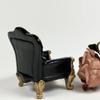 1:12 Miniature Mini House Furniture Court Red Resin PU Leather Carved Sofa for Miniature House Accessories Furniture Decoration Birthday (Black) view 3