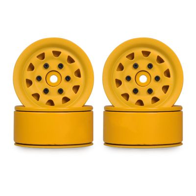 4Pcs Metal 12mm Hex Hub 1.9 Beadlock Wheels Rims for 1/8 1/12 1/10 RC Crawler Axial SCX10 TRX4 TXR6 MST CFX 86100 YK4102 TF2(Yellow)