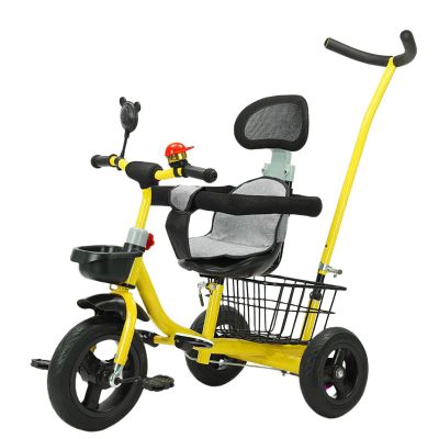 Tricycles for 1-3 Year Olds,Balance Bike,Stroller Tricycle with Adjustable Push Handle & Backrest Seat,Storage Basket,Removable Pedals,Birthday Gift & Toy for Boys and Girls (Yellow)